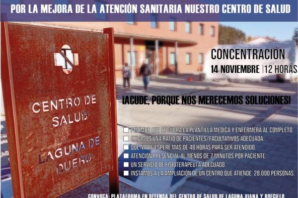 EL PSOE DE LAGUNA, COMO INTEGRANTE DE LA PLATAFORMA EN DEFENSA DEL CENTRO DE LAGUNA, BOECILLO Y VIANA, CONVOCA A TODOS LOS CIUDADANOS EL DOMINGO 14 DE NOVIEMBRE