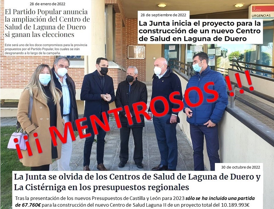 EL PP Y SUS SOCIOS DE ULTRADERECHA EN LA COMUNIDAD VUELVEN A TOMAR EL PELO A LAGUNA DE DUERO EN SUS PRESUPUESTOS DE 2023 PARA LA CONSTRUCCIÓN DEL NUEVO CENTRO DE SALUD