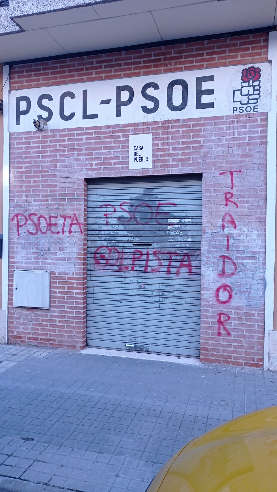 NUEVO ATAQUE DE ODIO A LA SEDE DEL PSOE DE LAGUNA DE DUERO