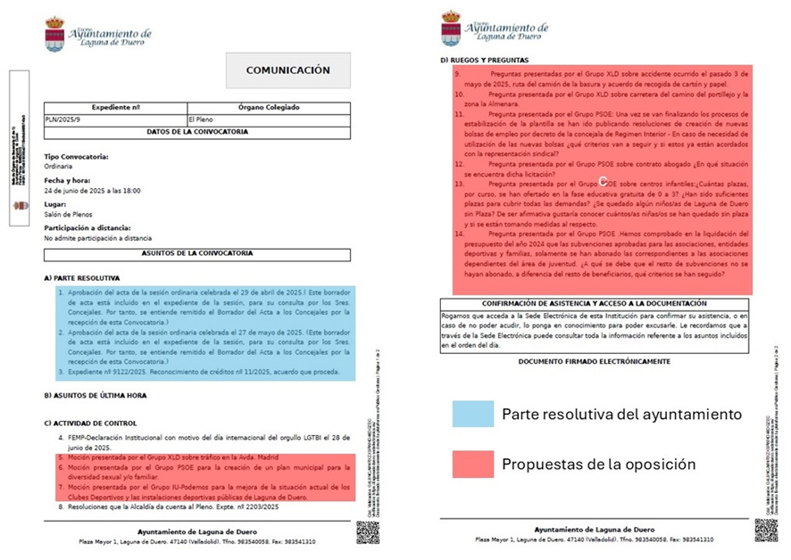 LA GESTION CERO DEL EQUIPO DE GOBIERNO FORMADO POR PP, IL Y VOX QUEDA RETRATADA UNA VEZ MAS EN EL PLENO DE JUNIO